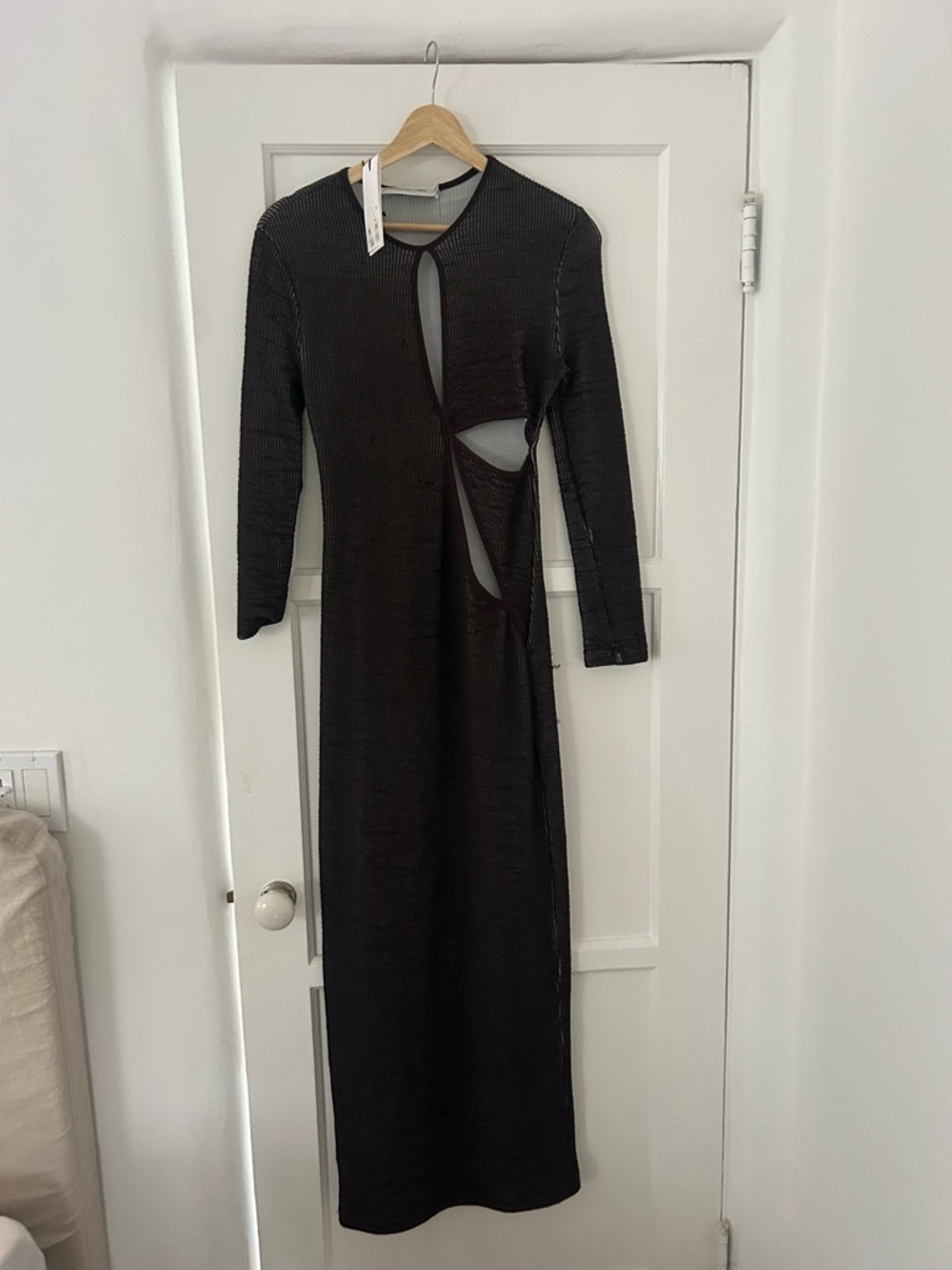 Long Black Cutout Knit Dress